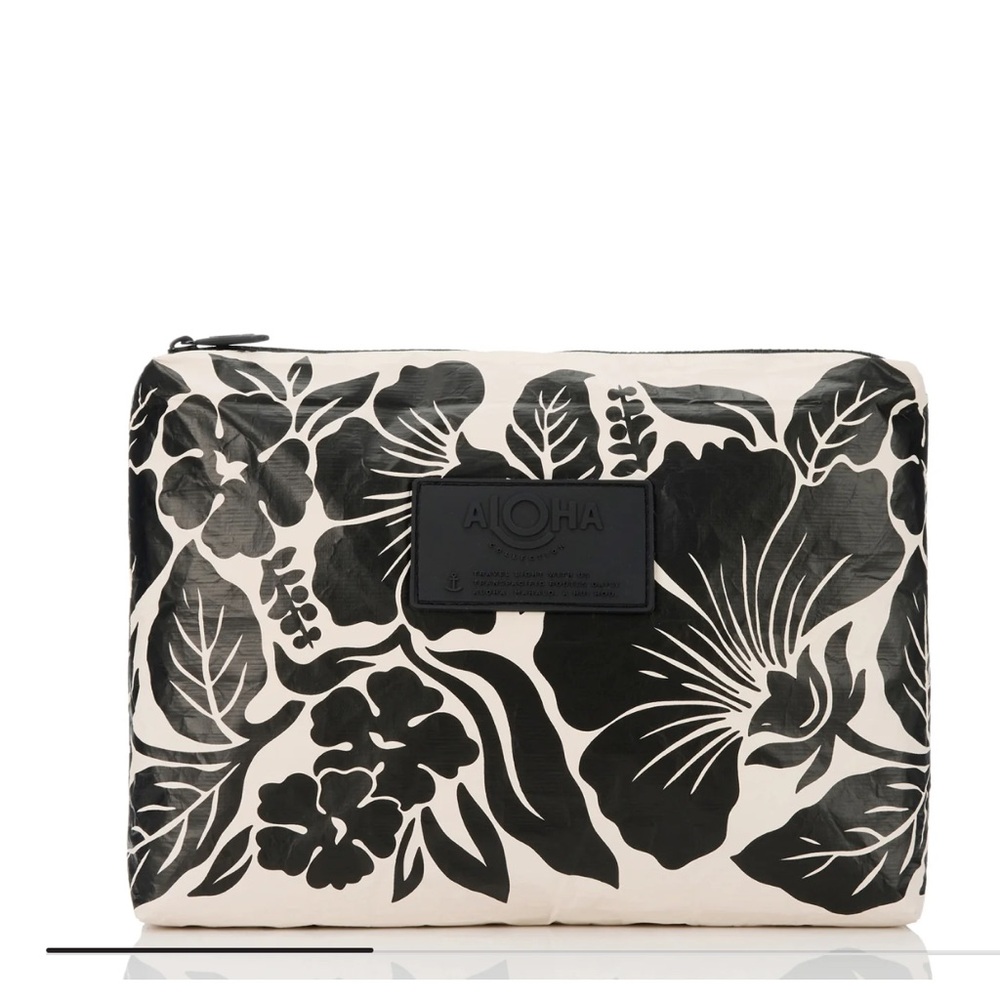 LIMITED EDITION LUCKY 11 ALOHA Collection Black & White Floral MidPouch - Picture 1 of 2